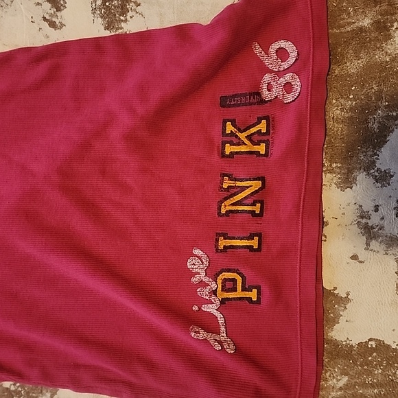 Pink VS I Only Sleep In Pink Ribbed Racerback Tank Top. Size: S - Picture 2 of 8